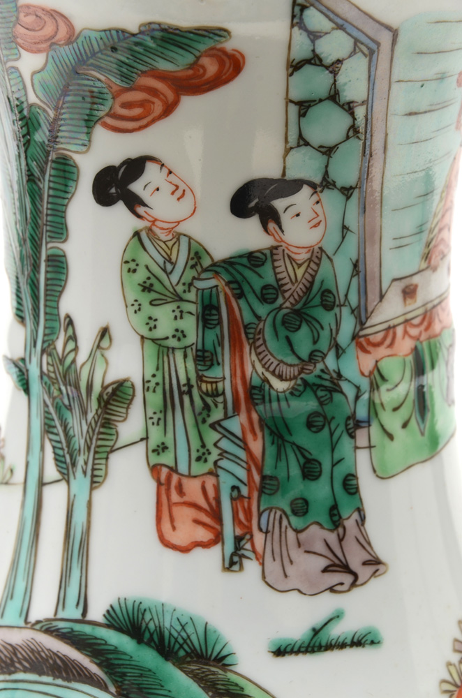 Vintage Chinese Hand Decorated Famille Verte Porcelain Vase