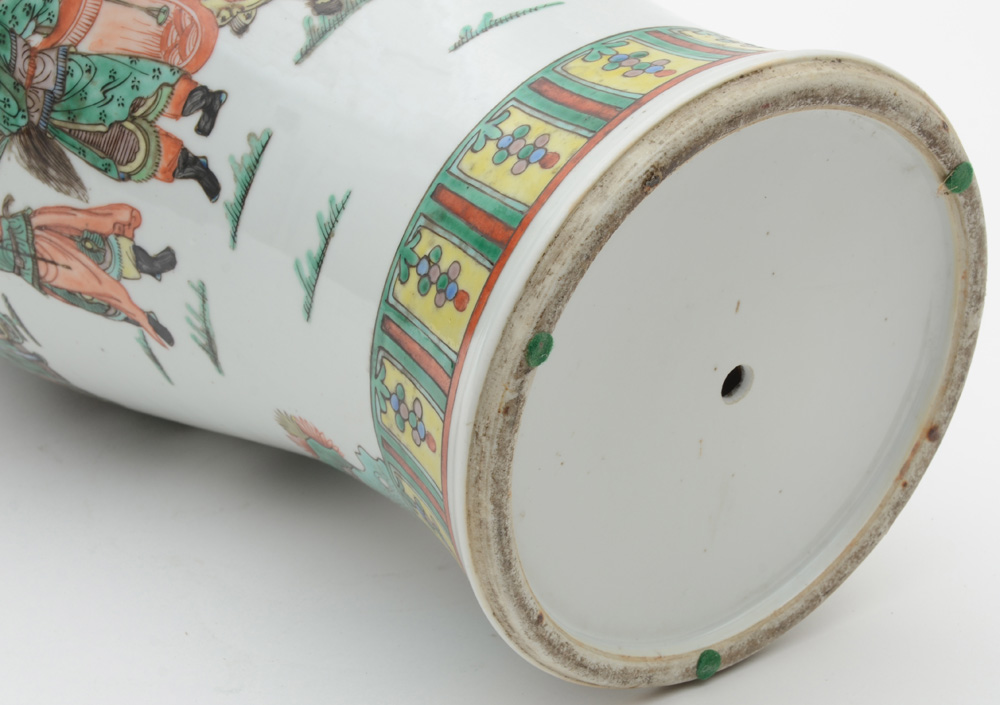 Vintage Chinese Hand Decorated Famille Verte Porcelain Vase