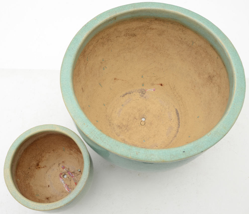 Pair of Teal Ceramic Planters