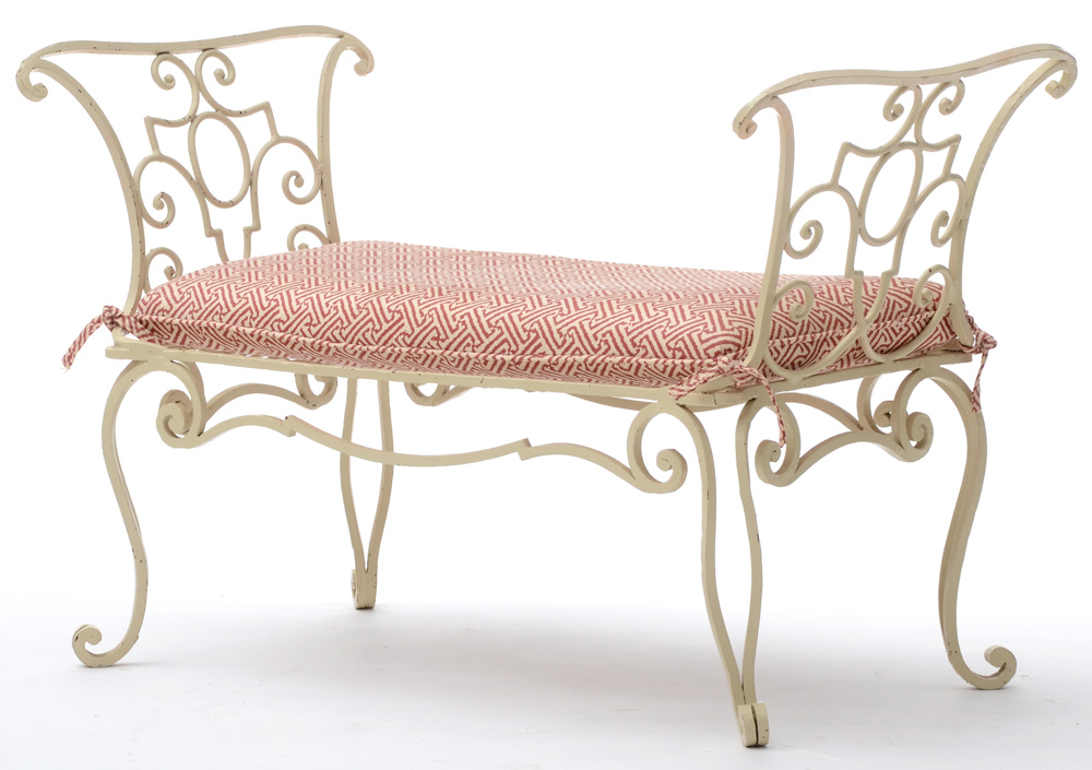 Painted Wrought Iron Bench