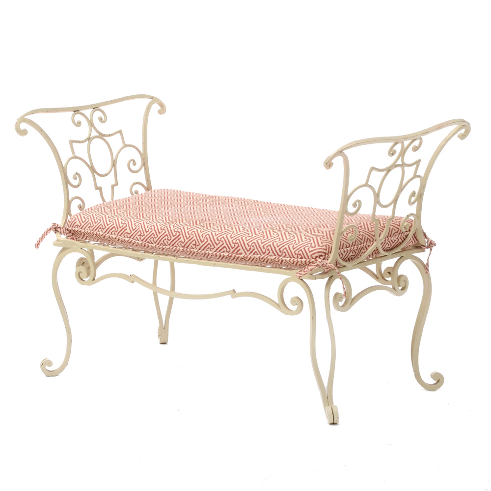 Painted Wrought Iron Bench