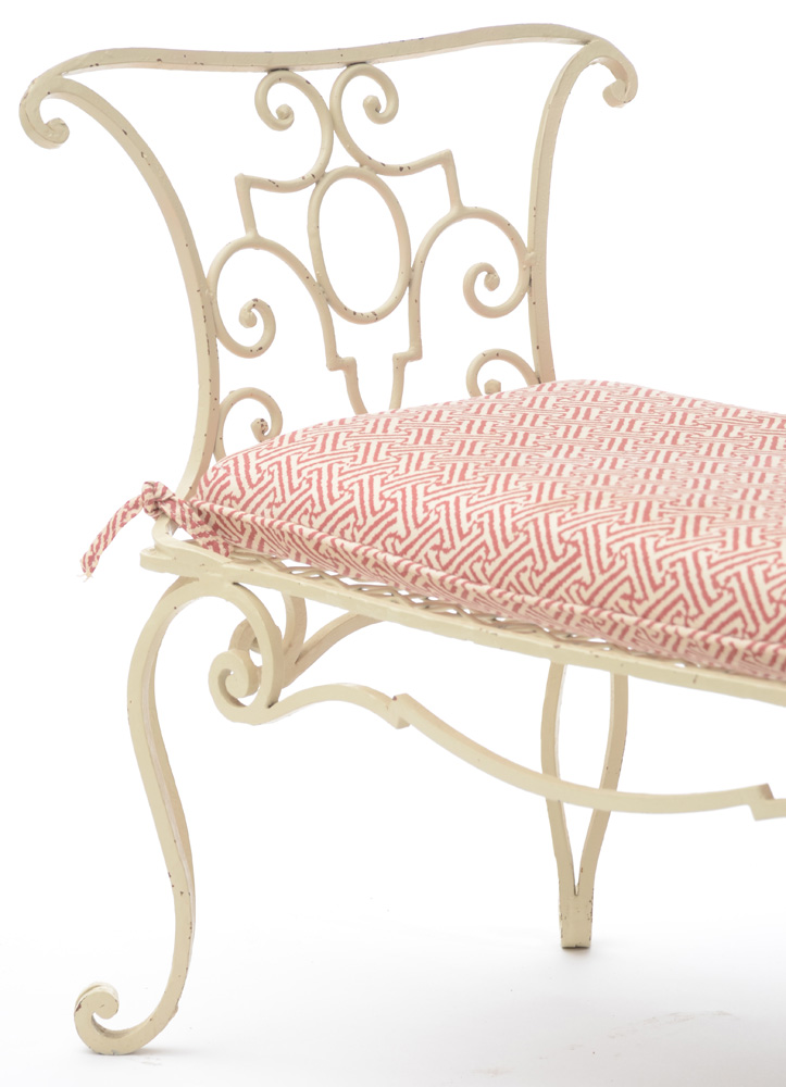 Painted Wrought Iron Bench