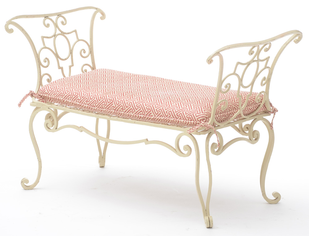 Painted Wrought Iron Bench