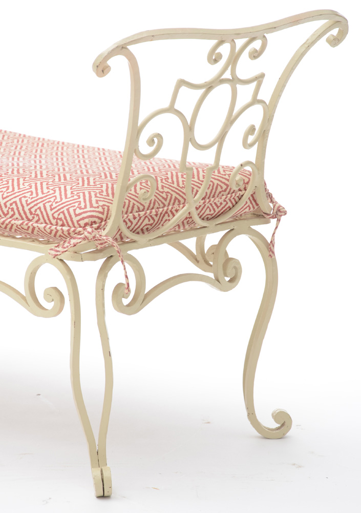 Painted Wrought Iron Bench