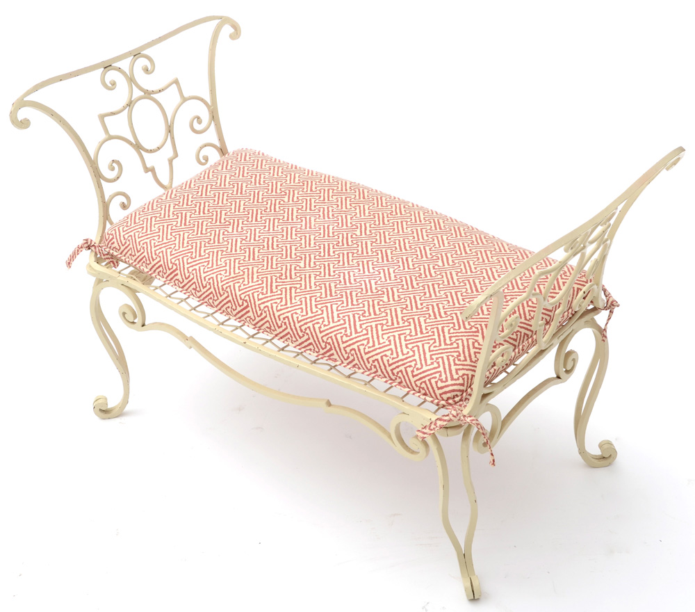Painted Wrought Iron Bench