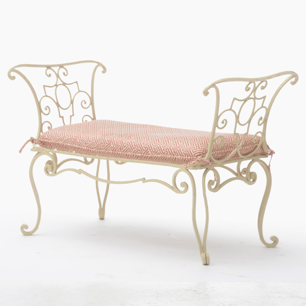 Painted Wrought Iron Bench