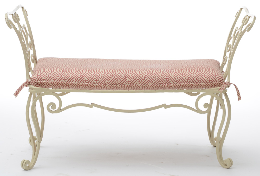 Painted Wrought Iron Bench