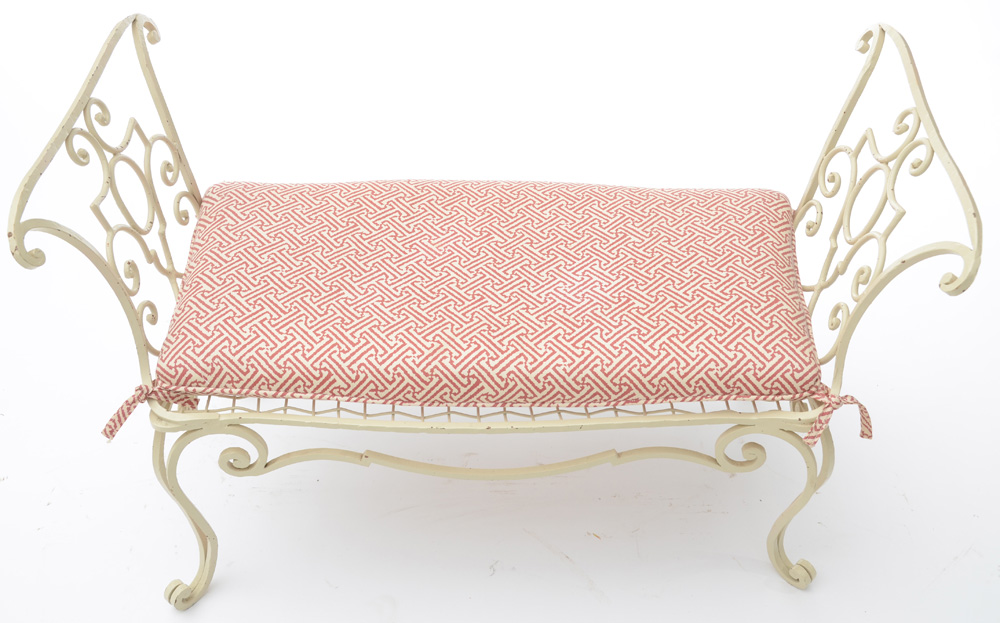 Painted Wrought Iron Bench