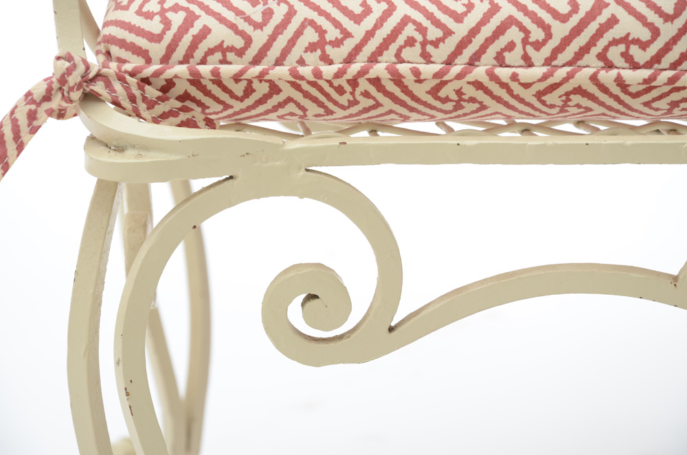 Painted Wrought Iron Bench