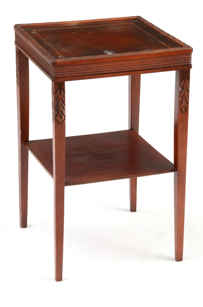 Two-Tier Leather Top Side Table