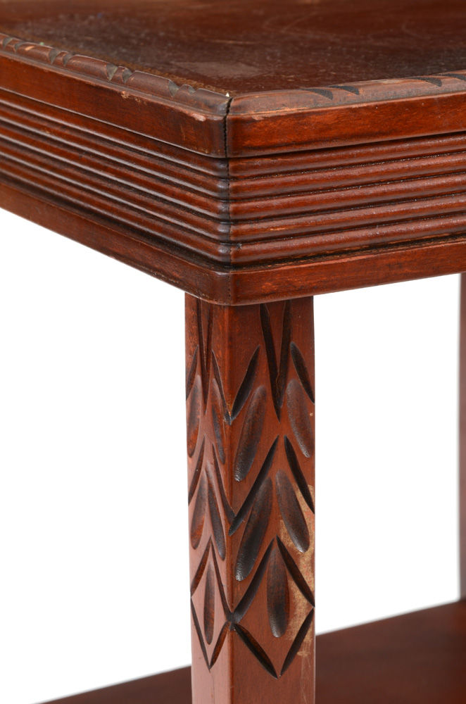 Two-Tier Leather Top Side Table