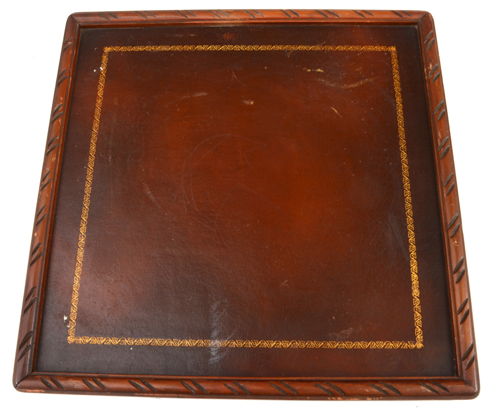 Two-Tier Leather Top Side Table