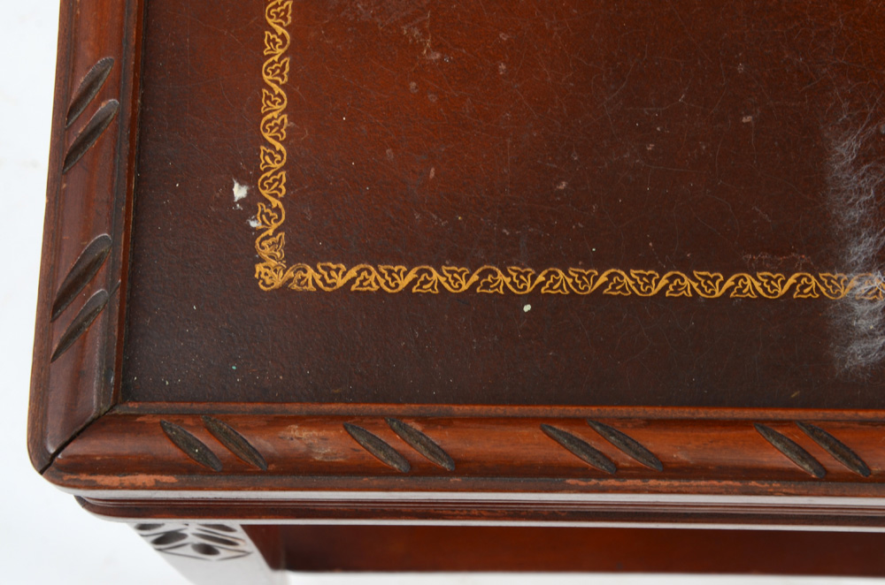 Two-Tier Leather Top Side Table