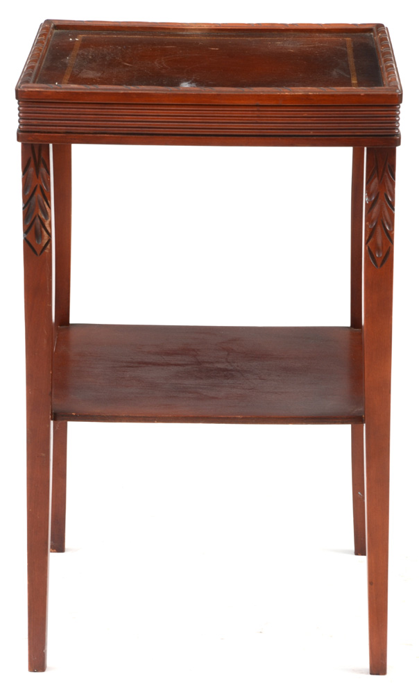 Two-Tier Leather Top Side Table