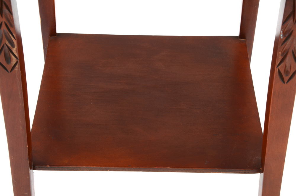 Two-Tier Leather Top Side Table