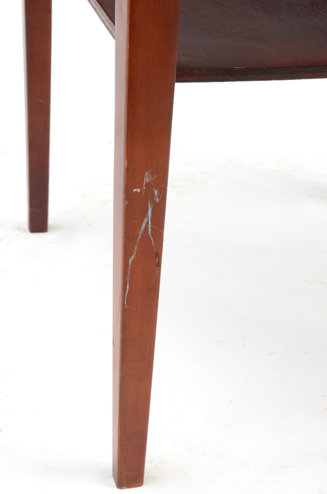 Two-Tier Leather Top Side Table