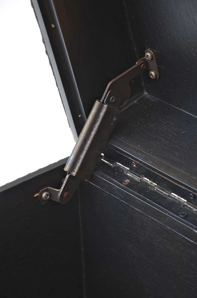 Leather-Upholstered Ottoman on Casters