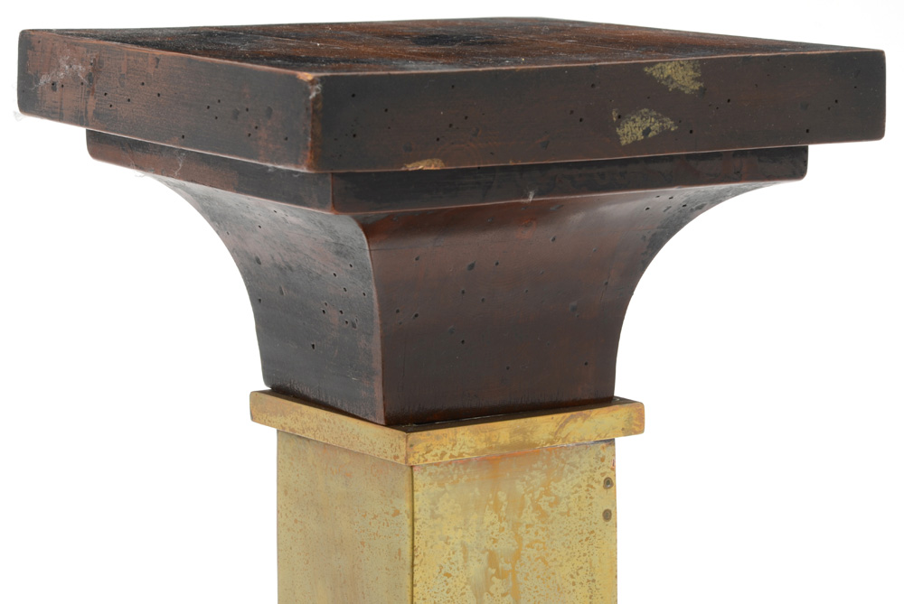 Vintage Wood and Brass Pedestal