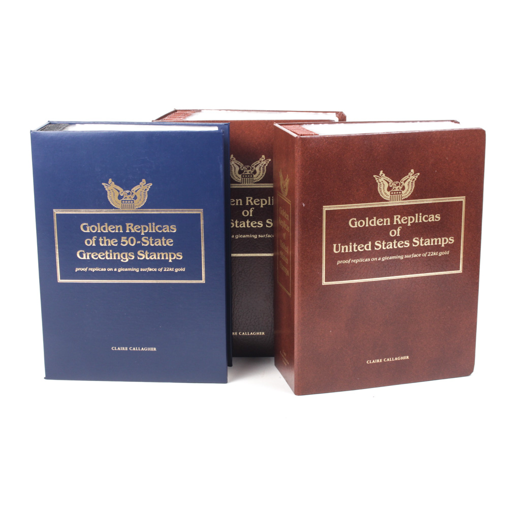 22K Golden Replicas of US Stamps Binders