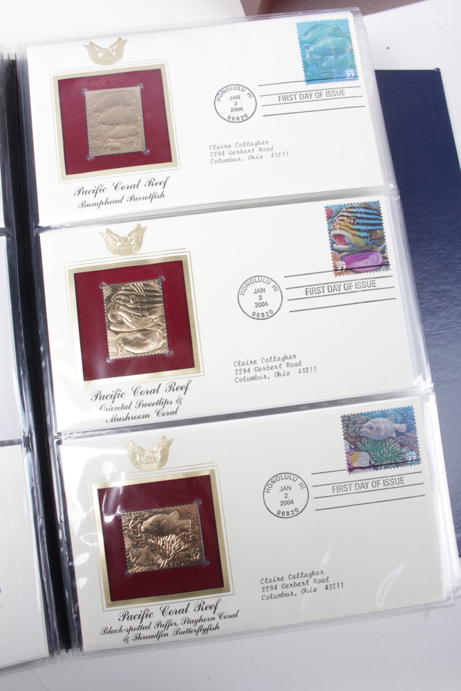 22K Golden Replicas of US Stamps Binders