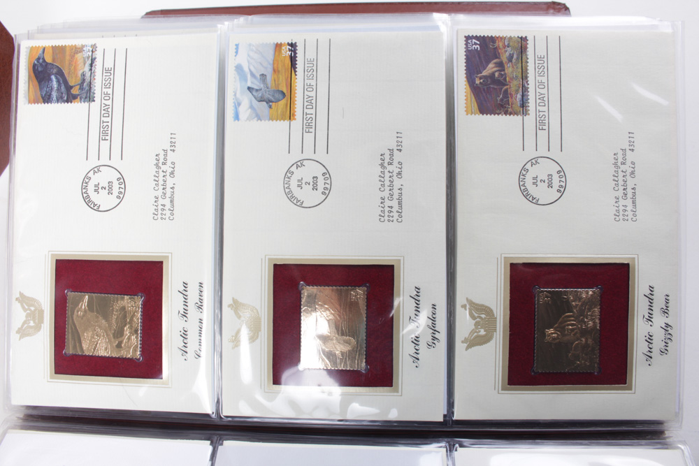 22K Golden Replicas of US Stamps Binders