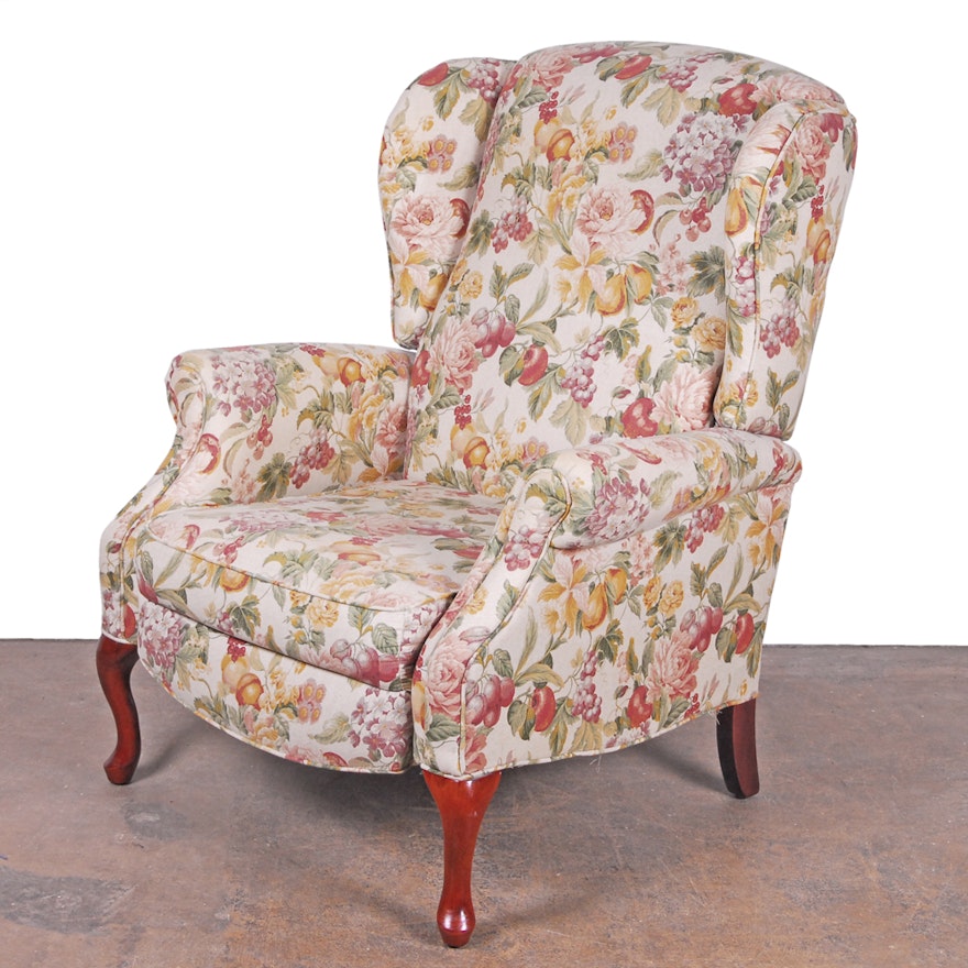 Queen Anne Style Reclining Wingback Chair
