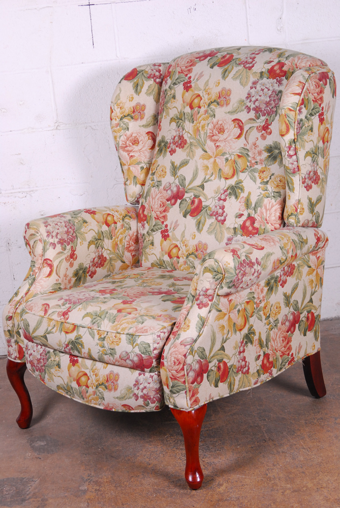 Queen Anne Style Reclining Wingback Chair