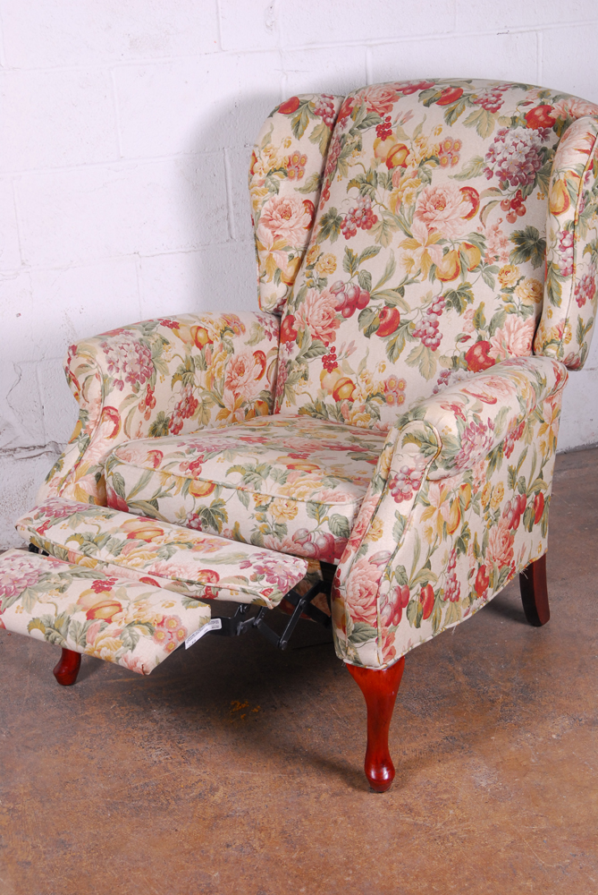 Queen Anne Style Reclining Wingback Chair