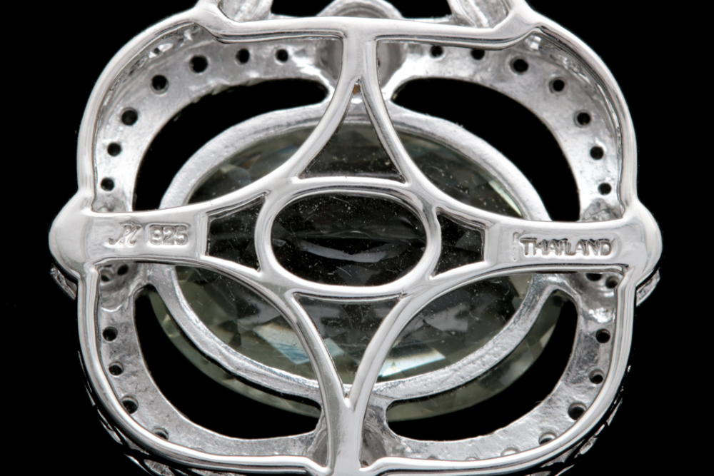 Robert Manse Sterling Silver, Praseolite and White Topaz Pendant with Chain