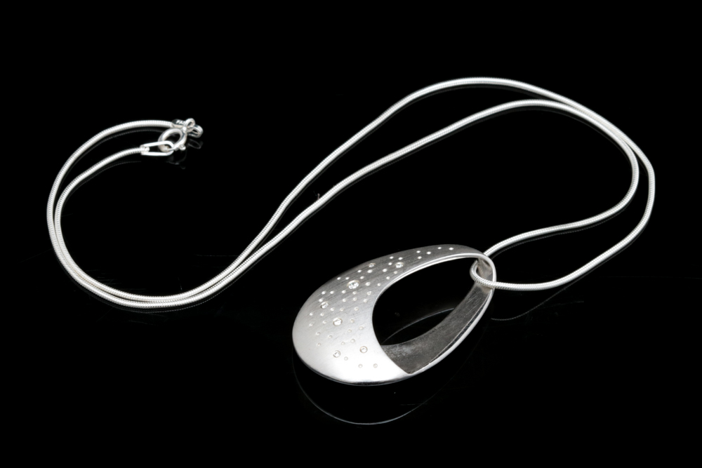 Bastian Sterling Silver and Diamond Pendant with Chain