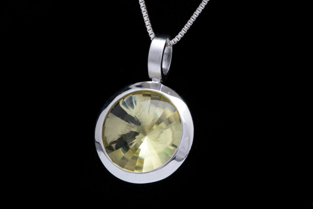 Bastian Sterling Silver and Lemon Quartz Pendant with Chain