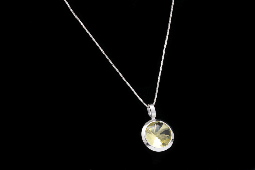 Bastian Sterling Silver and Lemon Quartz Pendant with Chain