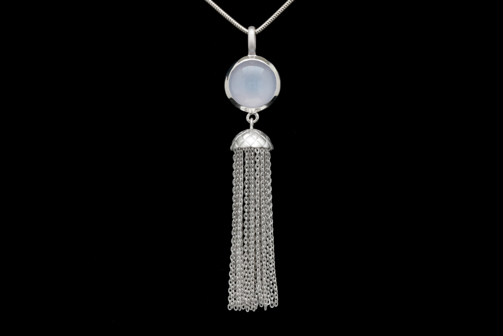 Bastian Sterling Silver and Chalcedony Pendant with Chain