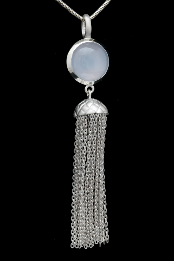 Bastian Sterling Silver and Chalcedony Pendant with Chain