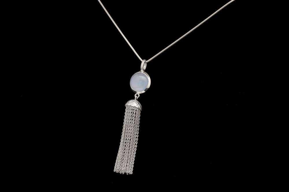 Bastian Sterling Silver and Chalcedony Pendant with Chain