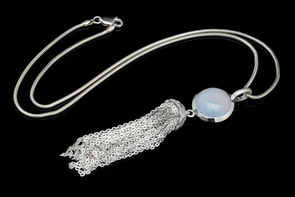 Bastian Sterling Silver and Chalcedony Pendant with Chain