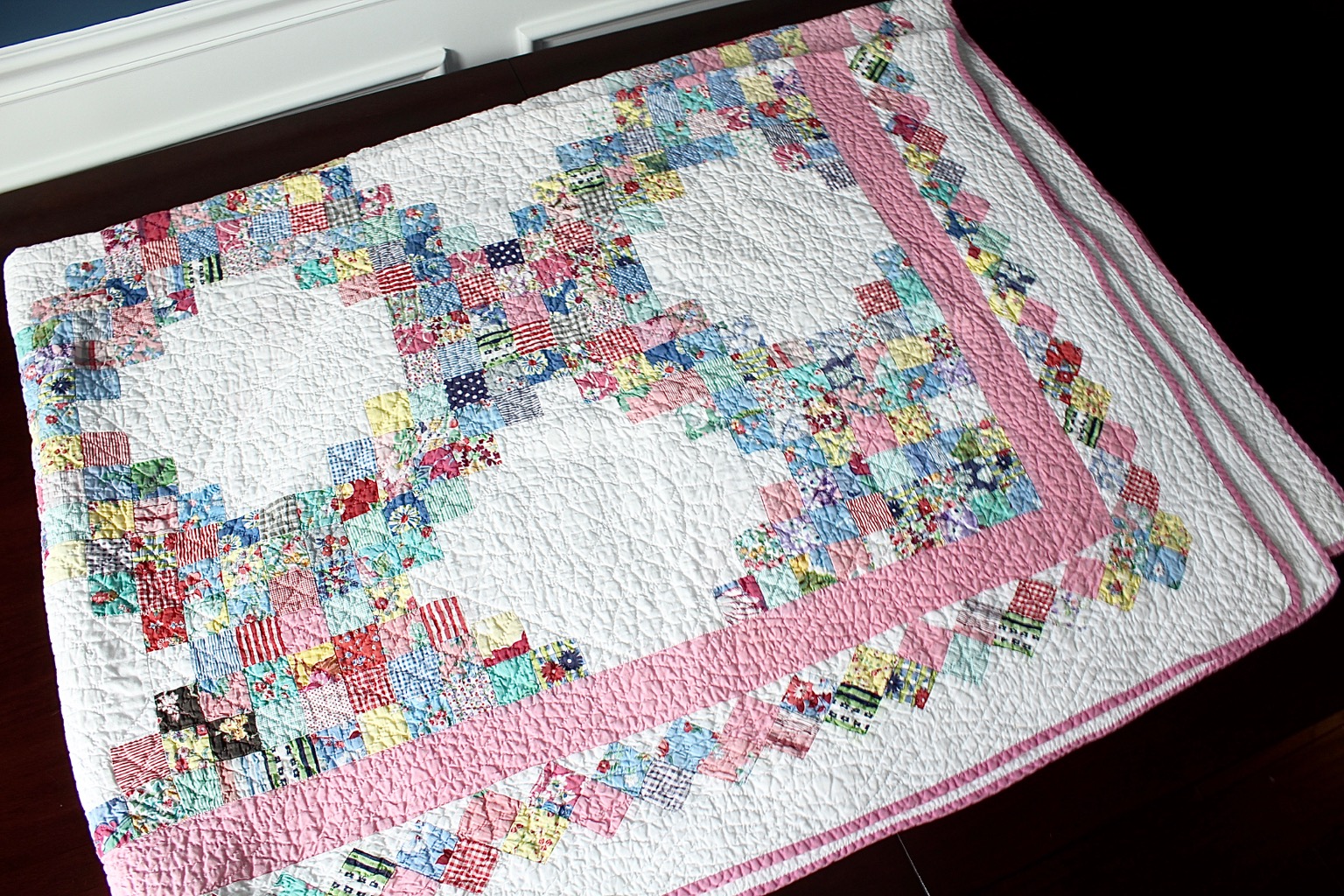 Hand Quilted Triple Irish Chain Quilt