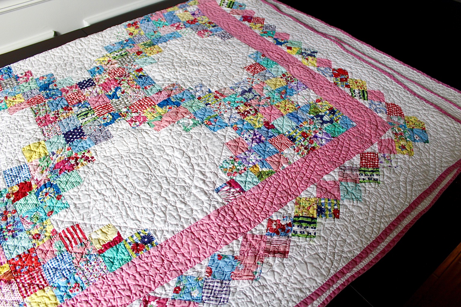 Hand Quilted Triple Irish Chain Quilt