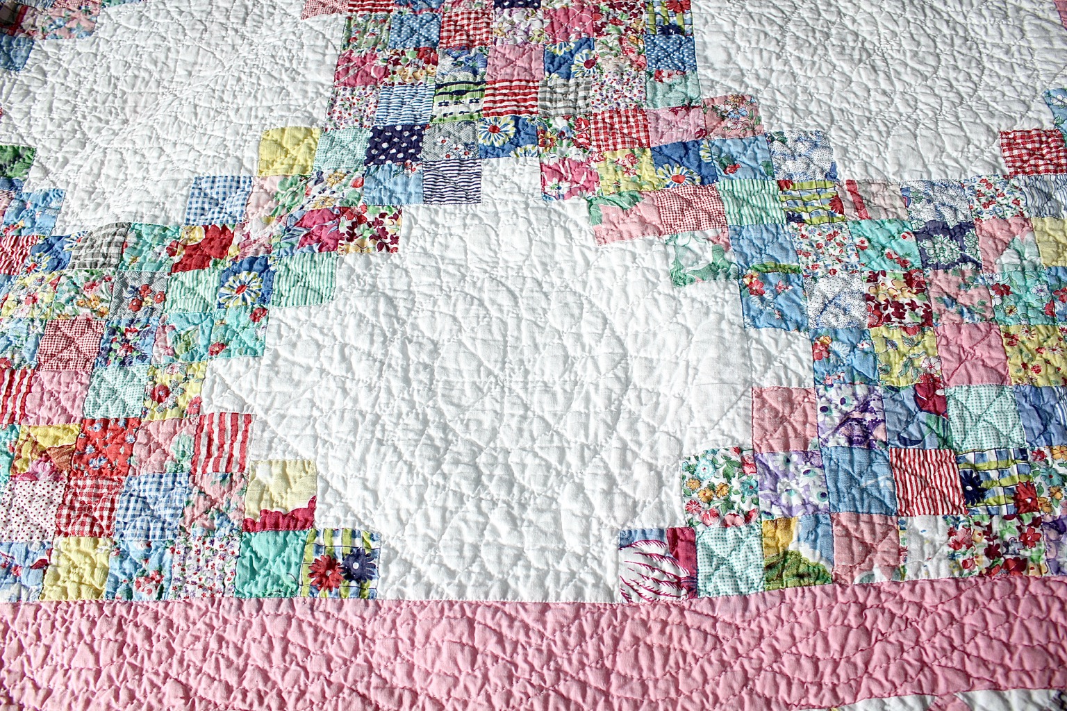 Hand Quilted Triple Irish Chain Quilt