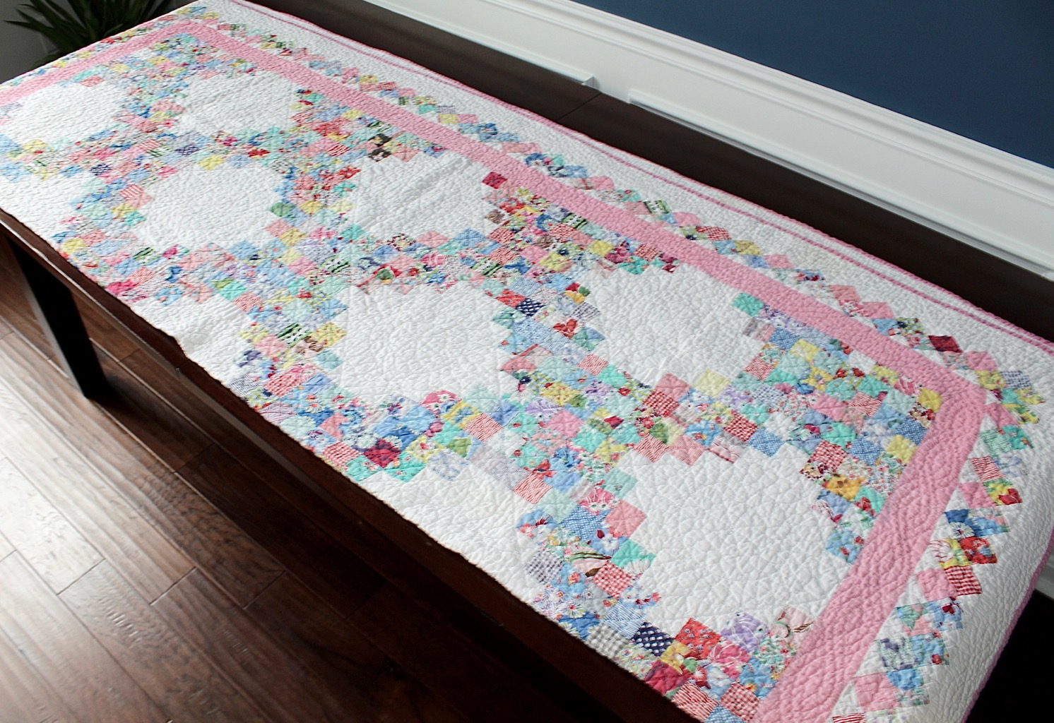 Hand Quilted Triple Irish Chain Quilt