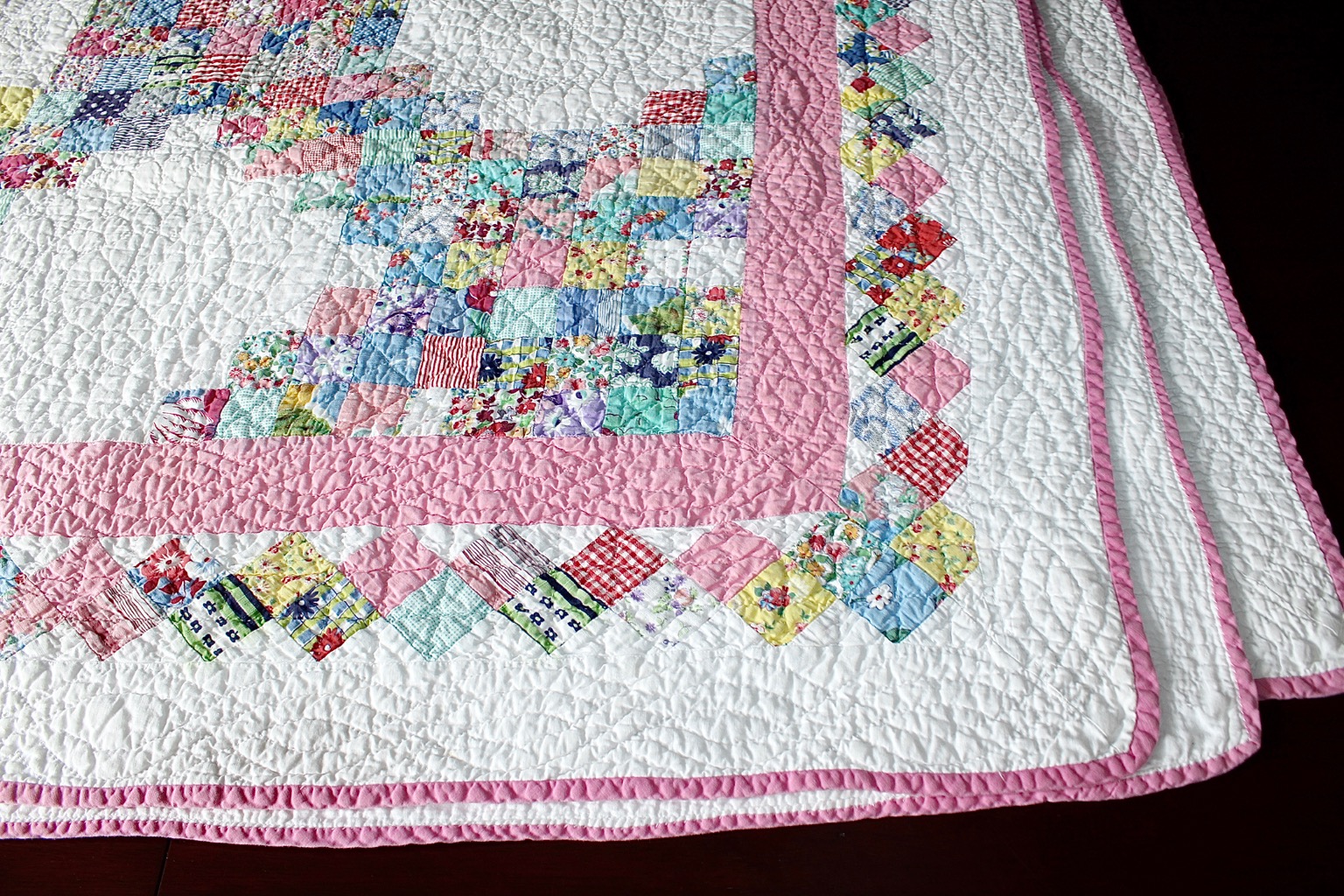 Hand Quilted Triple Irish Chain Quilt