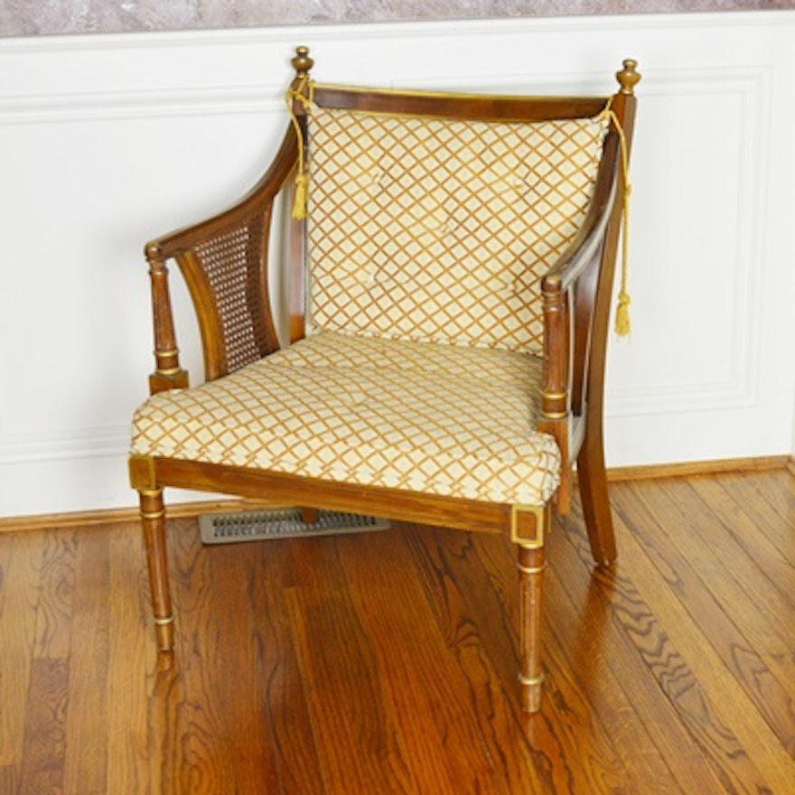 Statesville Chair Co. Upholstered Cane Chair