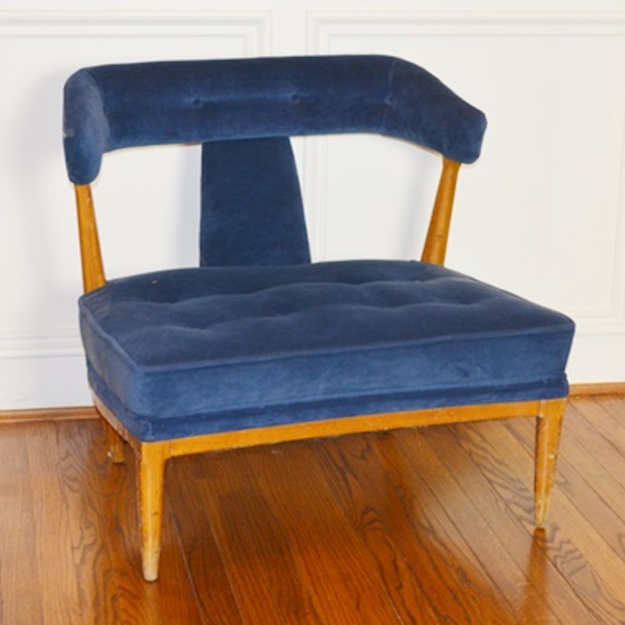 Mid Century Modern Navy Upholstered Chair