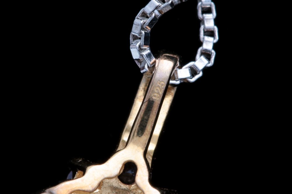 Gold Wash on Sterling Silver, Tanzanite and Diamond Pendant with Chain