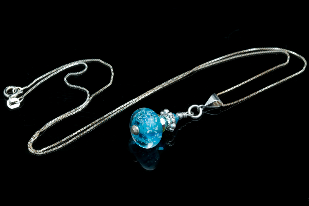 Sterling SIlver, Glass and Crystal Bead Pendant with Chain
