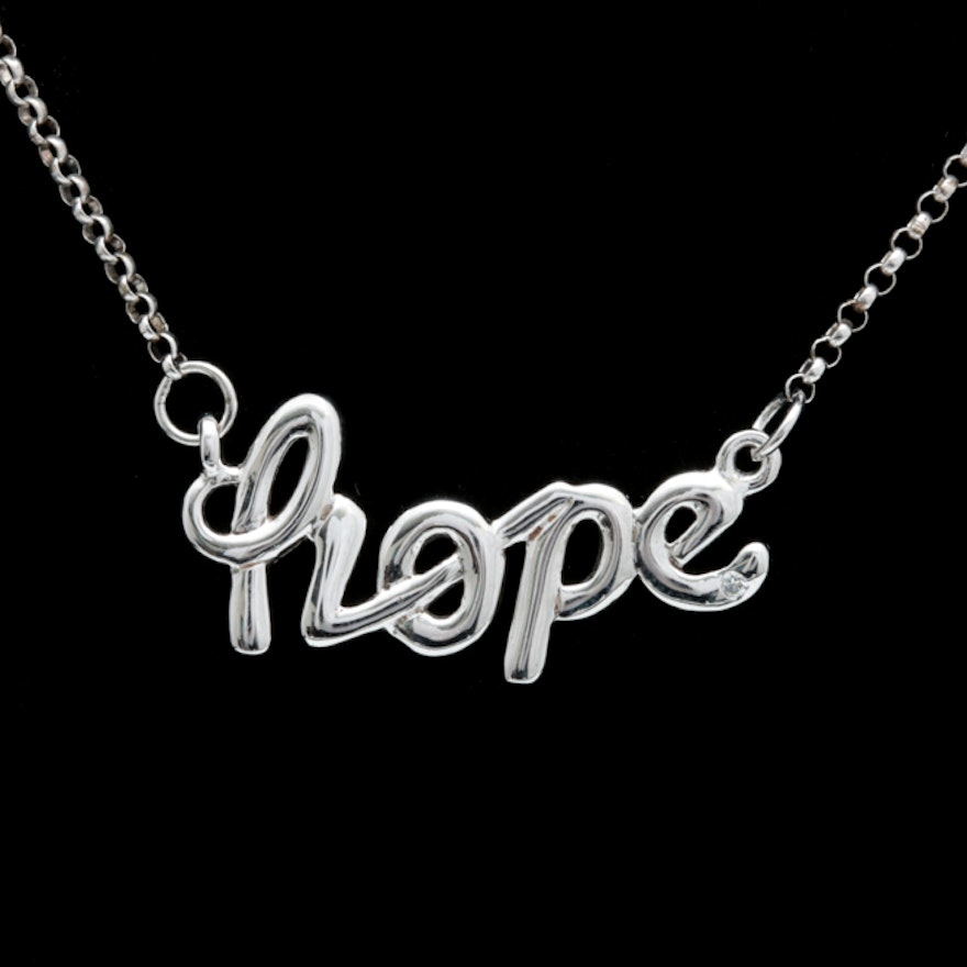 Sterling SIlver and Diamond "Hope" Necklace