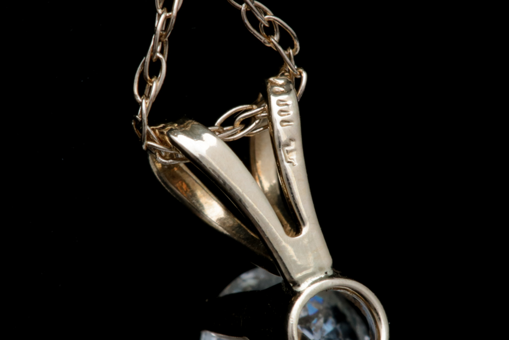 10K Yellow Gold and Diamond Solitaire Pendant with Chain