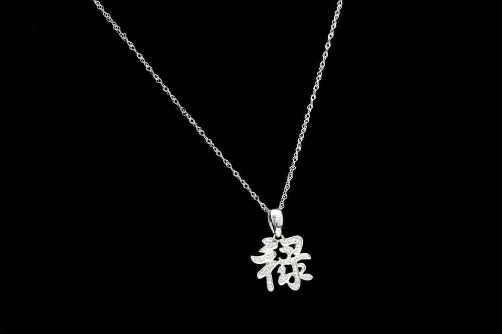 14K White Gold and Diamond Pendant with Chain