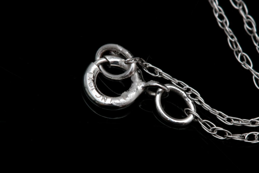 10K White Gold, Blue and White Topaz Heart Pendant with Chain