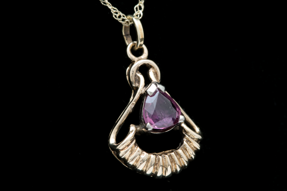 14K Yellow Gold and Ruby Pendant with Chain